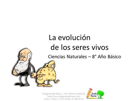 La evolución de los seres vivos Ciencias Naturales – 8° Año Básico Colegio Senda Nueva - Prof- Natalia Cubillos B.  Chile.