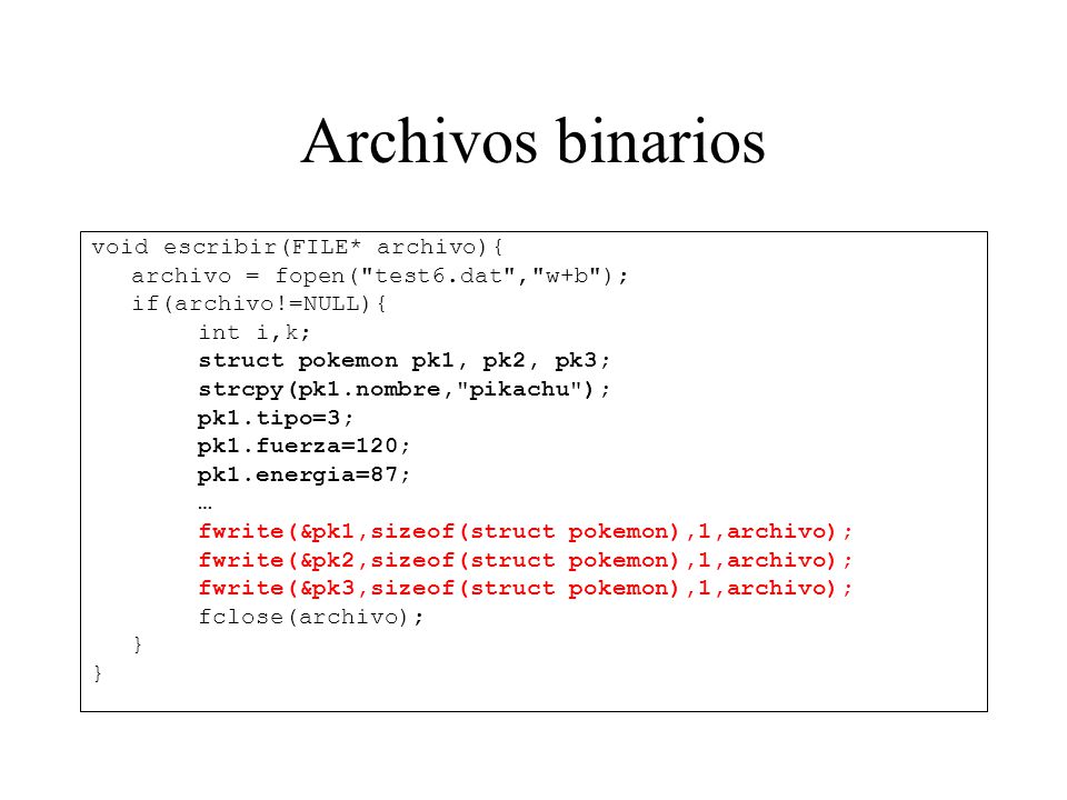 manejo de archivos de datos en c ppt descargar size of a struct