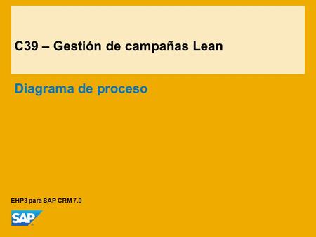 C39 – Gestión de campañas Lean Diagrama de proceso EHP3 para SAP CRM 7.0.