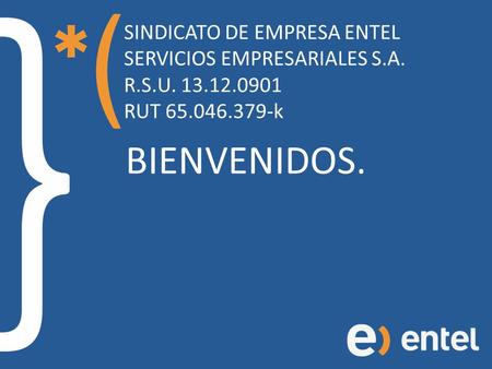 SINDICATO DE EMPRESA ENTEL SERVICIOS EMPRESARIALES S.A. R.S.U. 13.12.0901 RUT 65.046.379-k BIENVENIDOS.