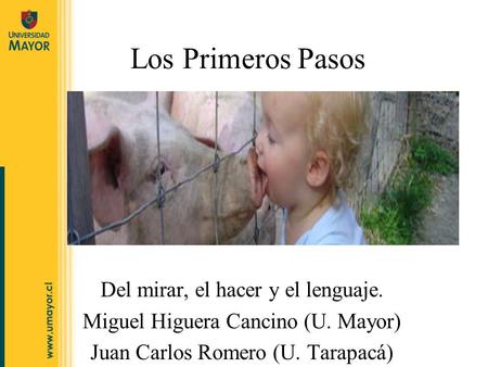 Los Primeros Pasos Del mirar, el hacer y el lenguaje. Miguel Higuera Cancino (U. Mayor) Juan Carlos Romero (U. Tarapacá)