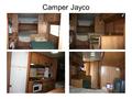 Camper Jayco. Cama principal con 2 colchones juntos de 1½ plazas (King 2x2). 2 camas superiores de 2 x 0.65 c/u Bajo la cama principal tiene un baúl.