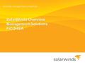 SolarWinds Overview Management Solutions FICOHSA.