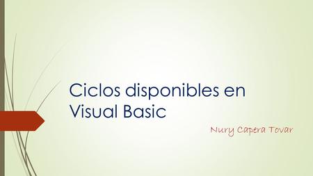 Ciclos disponibles en Visual Basic Nury Capera Tovar.