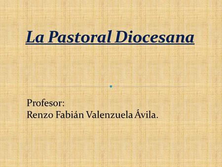 La Pastoral Diocesana Profesor: Renzo Fabián Valenzuela Ávila.