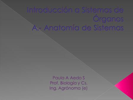 Introducción a Sistemas de Órganos A.- Anatomía de Sistemas