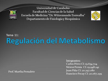 Regulación del Metabolismo