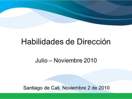 Habilidades de Dirección Julio – Noviembre 2010 Santiago de Cali, Noviembre 2 de 2010.