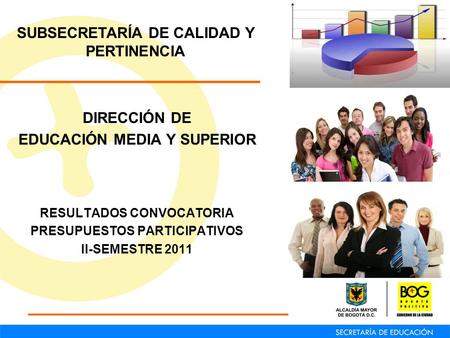 DIRECCIÓN DE EDUCACIÓN MEDIA Y SUPERIOR RESULTADOS CONVOCATORIA PRESUPUESTOS PARTICIPATIVOS II-SEMESTRE 2011 SUBSECRETARÍA DE CALIDAD Y PERTINENCIA.
