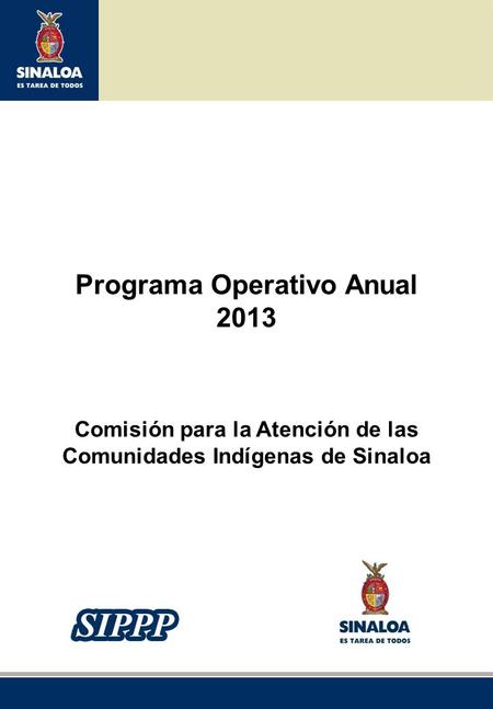 Sistema Integral de Planeación, Programación y Presupuestación del Gasto Público Proceso para el Ejercicio Fiscal del año 2013 Programa Operativo Anual.
