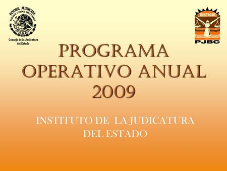 PROGRAMA OPERATIVO ANUAL 2009 INSTITUTO DE LA JUDICATURA DEL ESTADO.