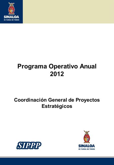 Sistema Integral de Planeación, Programación y Presupuestación del Gasto Público Proceso para el Ejercicio Fiscal del año 2012 Programa Operativo Anual.