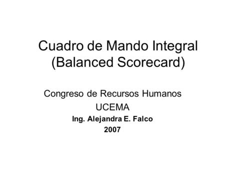 Cuadro de Mando Integral (Balanced Scorecard)