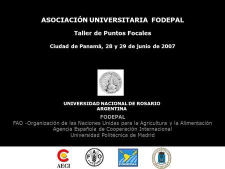ASOCIACIÓN UNIVERSITARIA FODEPAL Taller de Puntos Focales Ciudad de Panamá, 28 y 29 de junio de 2007 UNIVERSIDAD NACIONAL DE ROSARIO ARGENTINA FODEPAL.