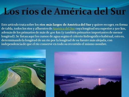 Los ríos de América del Sur