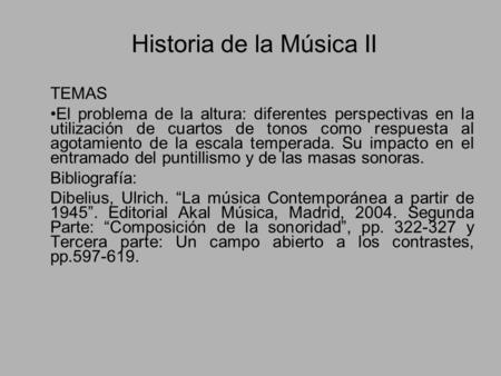 Historia de la Música II