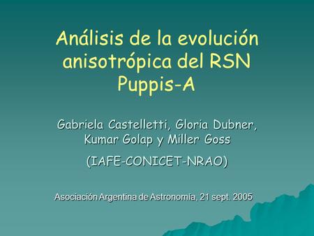 Análisis de la evolución anisotrópica del RSN Puppis-A