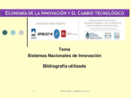 Tema Sistemas Nacionales de Innovación Bibliografía utilizada