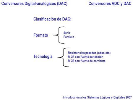 Conversores Digital-analógicos (DAC) Conversores ADC y DAC