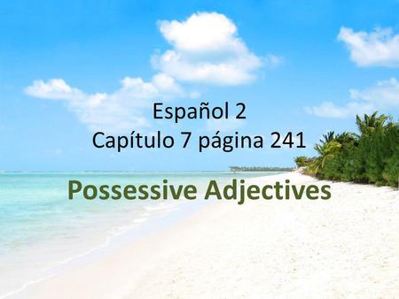 Español 2 Capítulo 7 página 241 Possessive Adjectives.