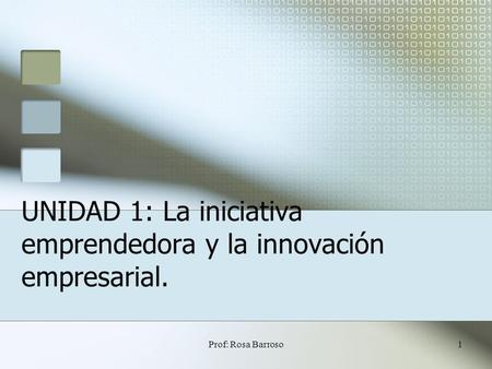 Prof: Rosa Barroso1 UNIDAD 1: La iniciativa emprendedora y la innovación empresarial.