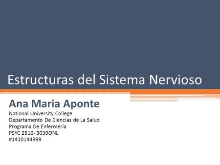 Ana Maria Aponte National University College Departamento De Ciencias de La Salud Programa De Enfermería PSYC 2510- 3039ONL #1410144399 Estructuras del.