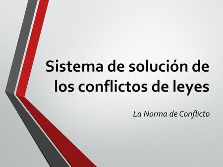 Sistema de solución de los conflictos de leyes La Norma de Conflicto.