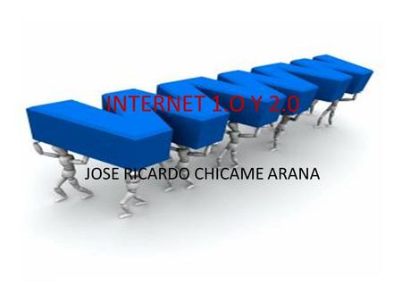 INTERNET 1.O Y 2.0 JOSE RICARDO CHICAME ARANA. HISTORIA DEL INTERNET INTERNET NACIÓ COMO UNA RED DE REDES QUE DESDE UN USO MILITAR SE TRANSFORMÓ EN UN.