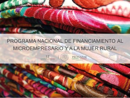 PROGRAMA NACIONAL DE FINANCIAMIENTO AL MICROEMPRESARIO Y A LA MUJER RURAL 1.