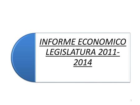 INFORME ECONOMICO LEGISLATURA 2011- 2014 1. PORCENTAJE DE EJECUCION PRESUPUESTARIA DE INGRESOS SOBRE EL PRESUPUESTO INICIAL 2.