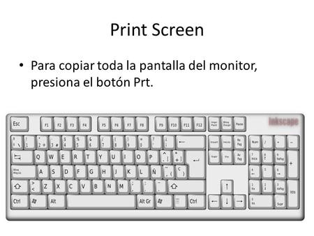 Print Screen Para copiar toda la pantalla del monitor, presiona el botón Prt.