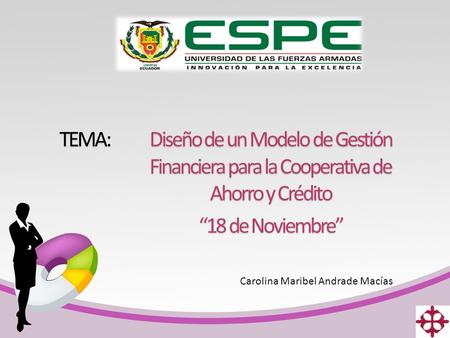 Diseño de un Modelo de Gestión Financiera para la Cooperativa de Ahorro y Crédito “18 de Noviembre” Carolina Maribel Andrade Macías TEMA: