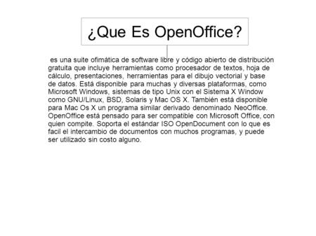 ¿Que Es OpenOffice? es una suite ofimática de software libre y código abierto de distribución gratuita que incluye herramientas como procesador de textos,