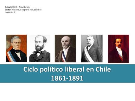 Ciclo político liberal en Chile Colegio SSCC – Providencia Sector: Historia, Geografía y Cs. Sociales Curso: IIº B.