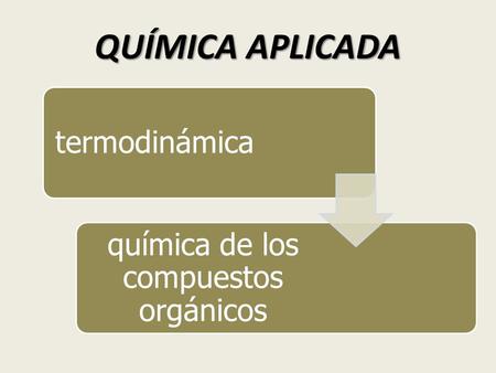 QUÍMICA APLICADA termodinámica química de los compuestos orgánicos.