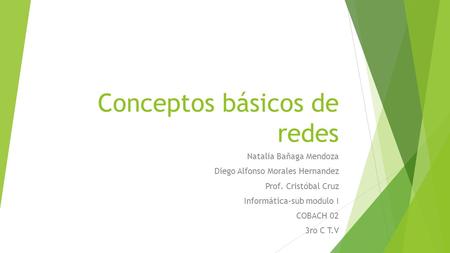 Conceptos básicos de redes Natalia Bañaga Mendoza Diego Alfonso Morales Hernandez Prof. Cristóbal Cruz Informática–sub modulo I COBACH 02 3ro C T.V.