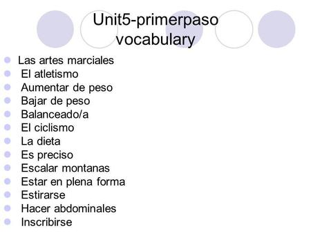 Unit5-primerpaso vocabulary