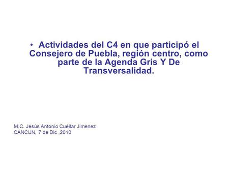 Consejo Consultivo del Cambio Climático Agenda de Transversalidad 2009