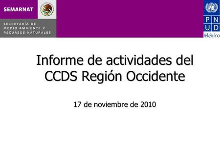 Informe de actividades del CCDS Región Occidente 17 de noviembre de 2010.