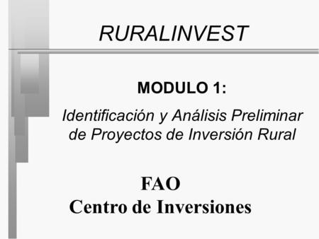 RURALINVEST FAO Centro de Inversiones