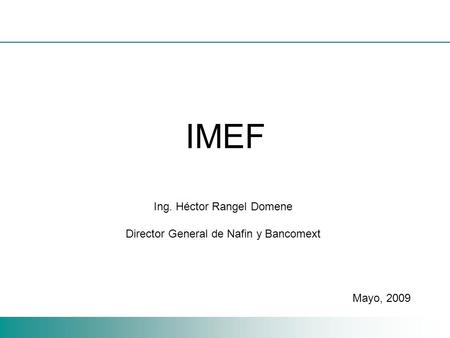 IMEF Ing. Héctor Rangel Domene Director General de Nafin y Bancomext Mayo, 2009.
