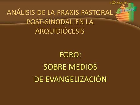 ANÁLISIS DE LA PRAXIS PASTORAL POST-SINODAL EN LA ARQUIDIÓCESIS