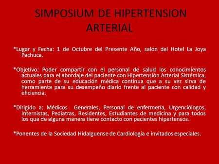 SIMPOSIUM DE HIPERTENSION ARTERIAL