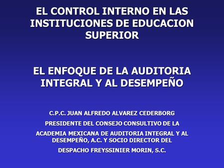EL CONTROL INTERNO EN LAS INSTITUCIONES DE EDUCACION SUPERIOR