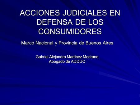 ACCIONES JUDICIALES EN DEFENSA DE LOS CONSUMIDORES