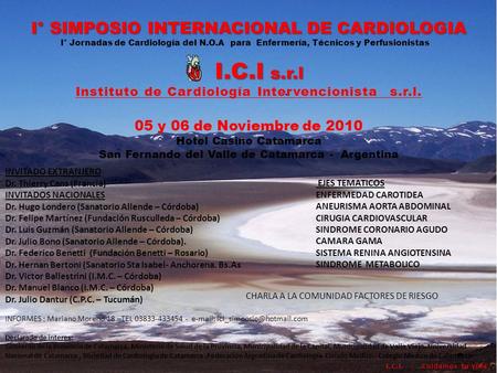 @ I° SIMPOSIO INTERNACIONAL DE CARDIOLOGIA