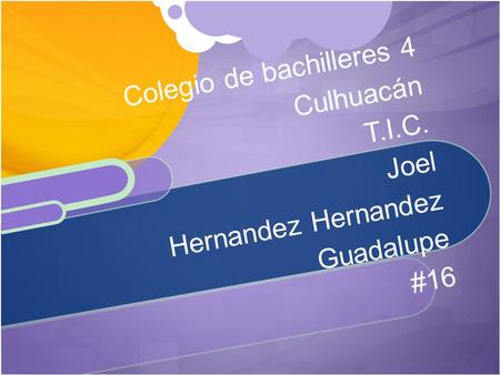 Colegio de bachilleres 4 Culhuacán T.I.C. Joel Hernandez Hernandez Guadalupe #16.