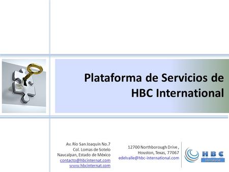 Plataforma de Servicios de HBC International