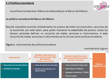 5.3 Política monetaria La política monetaria en México es elaborada por el Banco de México. La política monetaria del Banco de México Resulta imposible.