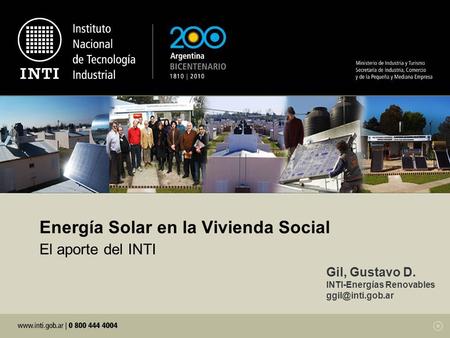 Energía Solar en la Vivienda Social El aporte del INTI